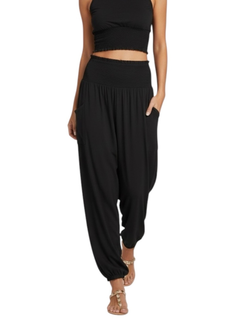 QIANXIZHAN L black high waisted harem pants